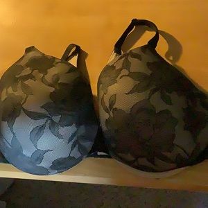 48DD Cacique Back Smoothing Black Lace Bra. Lightly Lined